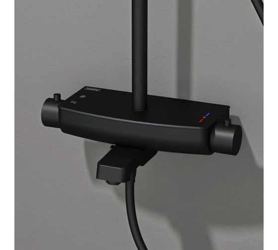 Душевая стойка с термостатом и изливом TESKA Mira, черная DK3680