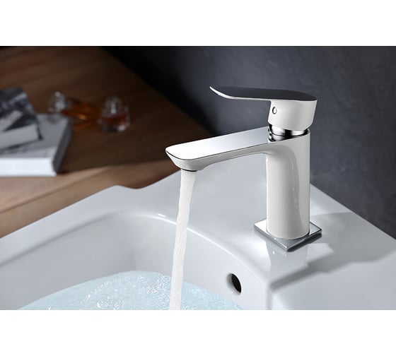 Смеситель для раковины ABBER Weiss Insel белый-хром AF8010W