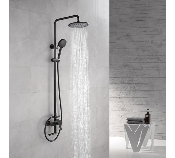 Душевая стойка с изливом ABBER Eleganz черная AF8316B