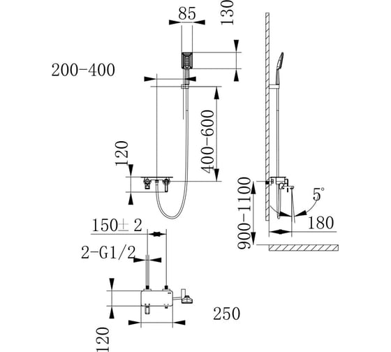 Смеситель для ванны Lemark Mista LM6414WG