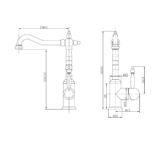 Смеситель для мойки KAISER King боковой, O40 2070800/27144