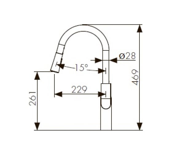 Смеситель для кухни KAISER Linear боковой, выдвижной, O35 59044