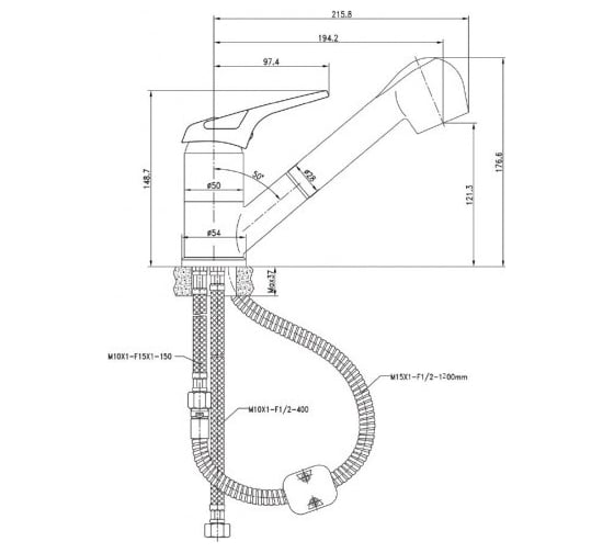 Смеситель для мойки KAISER Safira парикмахер, O40 22066