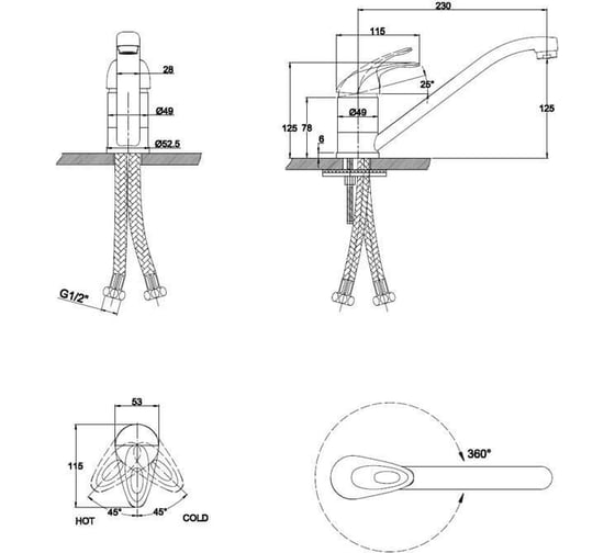 Смеситель для мойки KAISER Planet O40 14033
