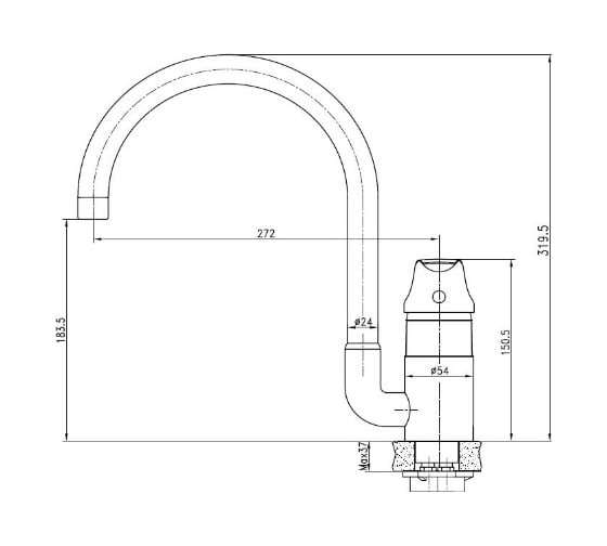 Смеситель для мойки KAISER Nova боковой, O40 23044