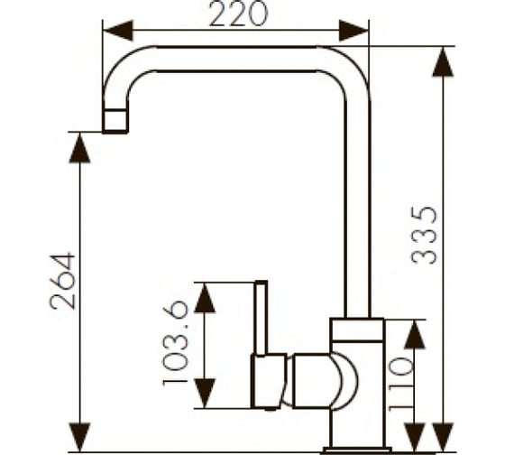 Смеситель для мойки KAISER Merkur боковой, Г-излив, бронза, O35 26844-3