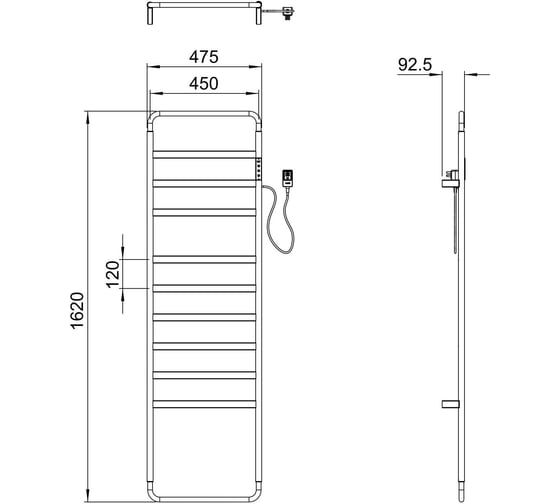 Полотенцесушитель электрический Wonzon & Woghand черный матовый WW-A204-MB