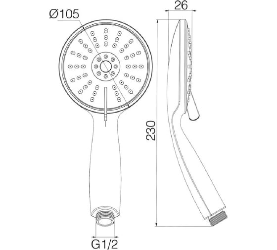 Лейка для душа Tiemme DC502 3 режима Ø105 4180329