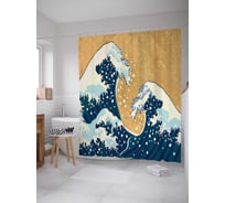 Штора (занавеска) для ванной JoyArty "Волны в шторм" из сатена, 180х200 см с крючками, sc_37612