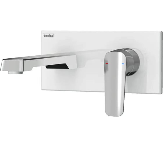Настенный смеситель для раковины TESKA Quarsar, белое стекло E5100W