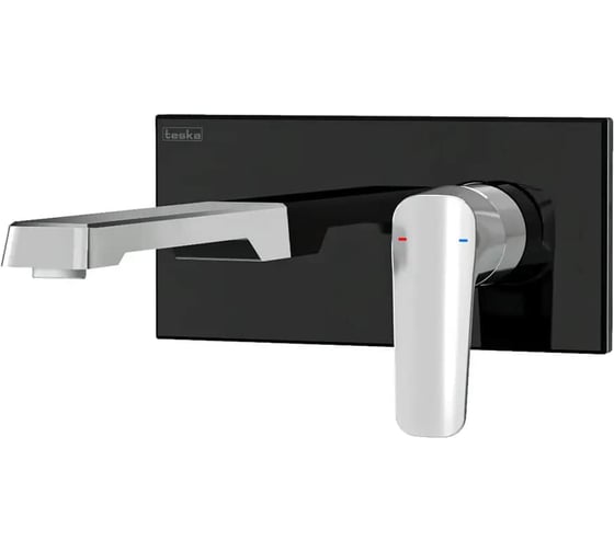 Настенный смеситель для раковины TESKA Quarsar, черное стекло E5100B