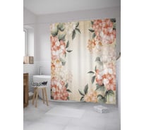 Штора (занавеска) для ванной JoyArty "Цветочная виньетка" из сатена, 180х200 см с крючками, sc_32264