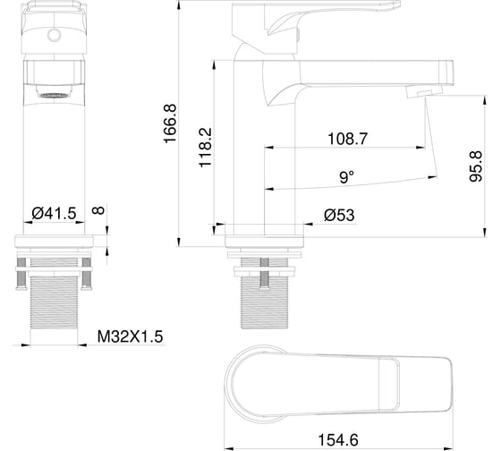 Смеситель для раковины Wonzon & Woghand брашированное золото WW-A40222-BG