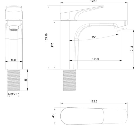 Смеситель для раковины Wonzon & Woghand хром WW-A40492-CR