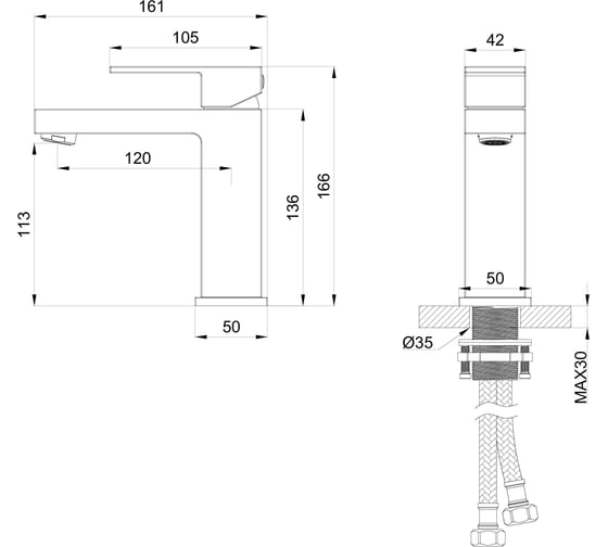Смеситель для раковины Wonzon & Woghand хром WW-88139016-CR
