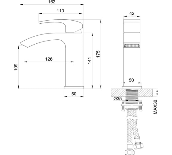 Смеситель для раковины Wonzon & Woghand хром WW-88139009-CR