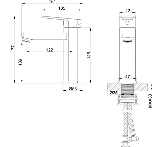 Смеситель для раковины Wonzon & Woghand хром WW-88139010-CR