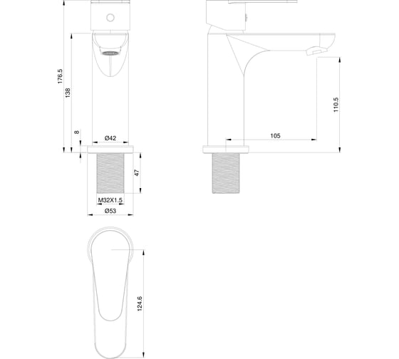 Смеситель для раковины Wonzon & Woghand брашированное золото WW-A40202-BG