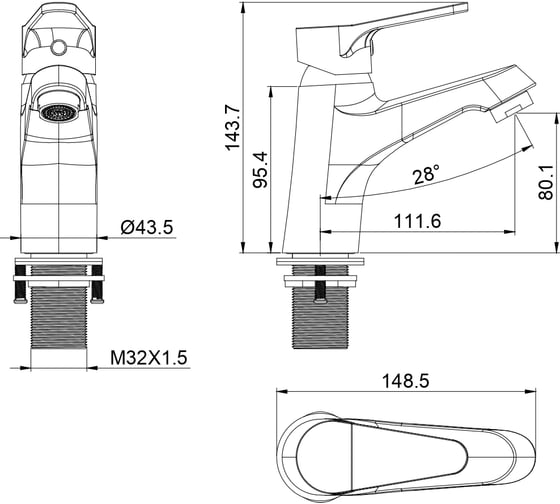 Смеситель для раковины Wonzon & Woghand белый матовый WW-A40212-MW