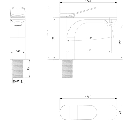 Смеситель для раковины Wonzon & Woghand черный матовый WW-XH-010-MB