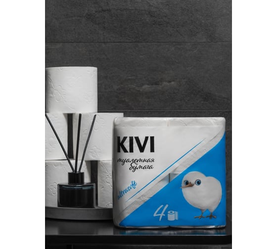 Бумага туалетная Kivi белая, 2 слоя, 4 рулона 4612754820047 00-00000146