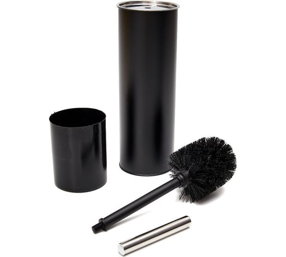 Гарнитур для туалета KROFFOS Pure Black матово-чёрного цвета с чёрной щёткой-ёршиком 890743