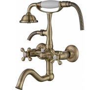 Смеситель для ванны KAISER Carlson Style крест, керамика, керамический дивертор, бронза 44422-1
