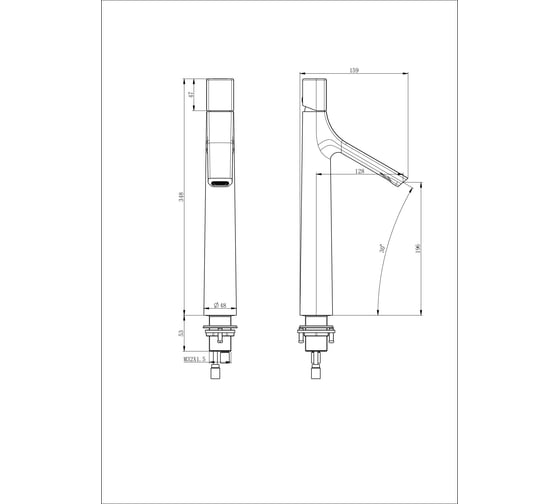 Смеситель для раковины высокий Wonzon & Woghand, брашированное золото WW-H1011-BG 1