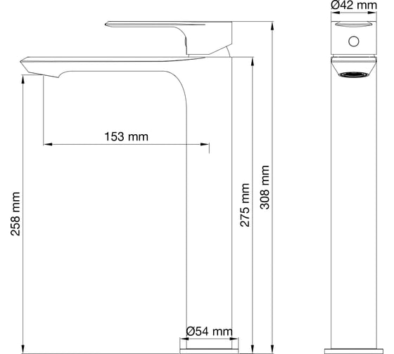 Смеситель для раковины высокий Wonzon & Woghand, хром WW-88019079-CR
