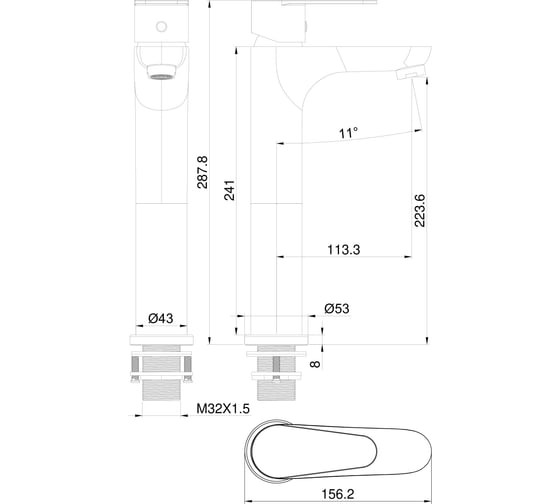 Смеситель для раковины высокий Wonzon & Woghand , белый матовый WW-A40232-MW