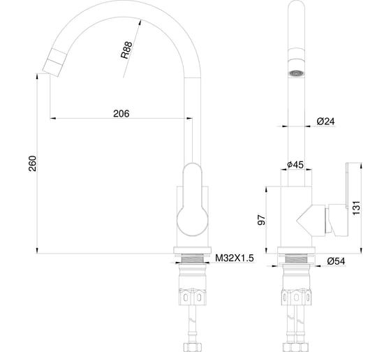 Смеситель для кухни Wonzon & Woghand брашированное золото WW-AE4554-BG