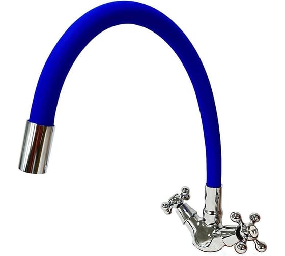Смеситель для кухни DORON DС 1712BLUE-N, 1/2 керамика, синий, излив гибкий силиконовый, п/г 016306