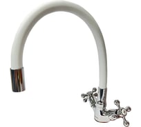 Смеситель для кухни DORON DС 1712WHITE-N, 1/2 керамика, белый, излив гибкий силиконовый, п/г 016305