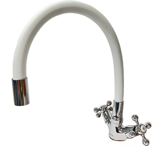 Смеситель для кухни DORON DС 1712WHITE-N, 1/2 керамика, белый, излив гибкий силиконовый, п/г 016305