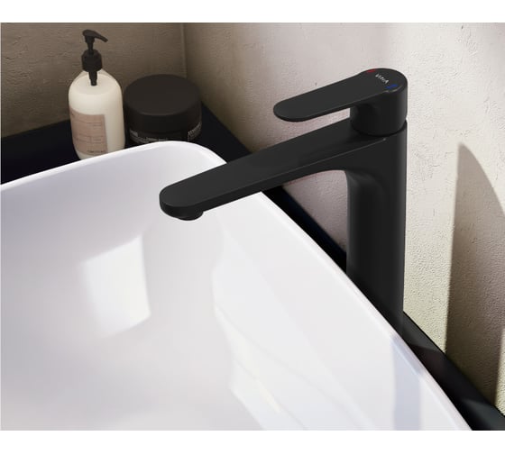 Смеситель для раковины-чаши VITRA Root Round матовый черный A4270736EXP