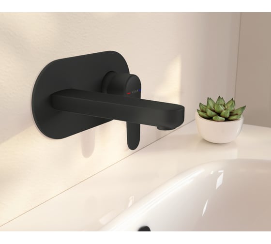 Встроенный смеситель для раковины VITRA Root Round настенный, матовый черный A4272136EXP