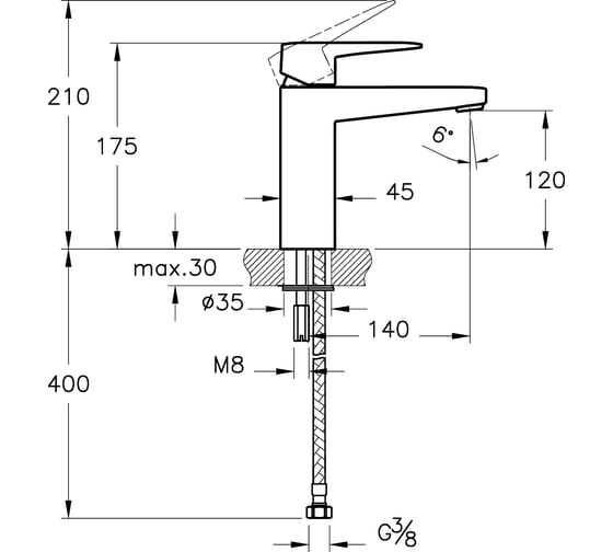 Смеситель для раковины VITRA Root Square медь A4273126EXP