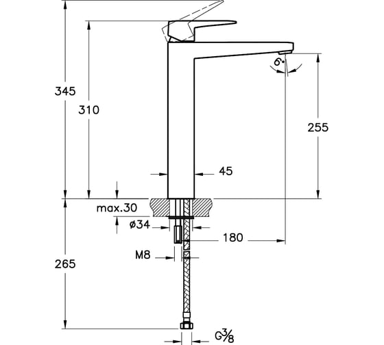 Смеситель для раковины-чаши VITRA Root Square медь A4273326EXP