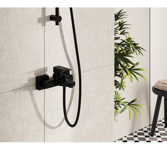 Смеситель для ванны и душа VITRA Root Square матовый черный A4273736EXP