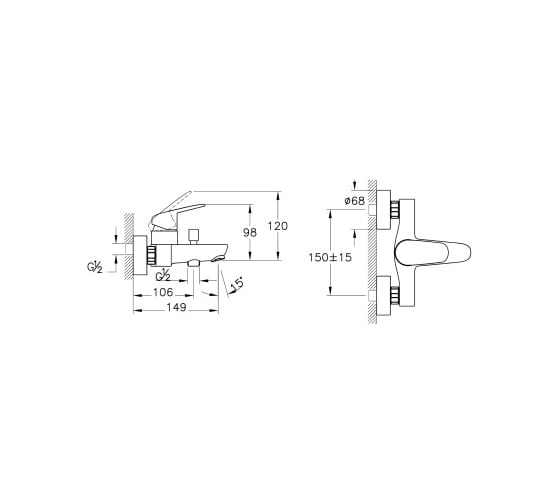 Смеситель для ванны VITRA Flow Round хром A43057EXP