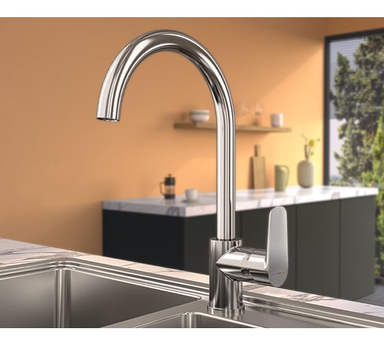 Смеситель для кухни VITRA Flow Soft с изливом С-типа, хром A43419EXP