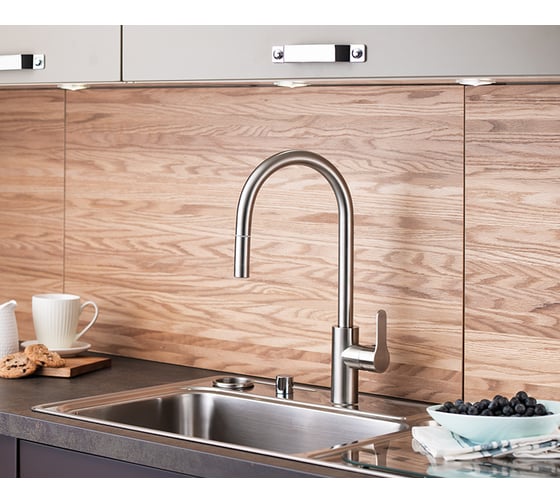 Смеситель для кухни VITRA Inox с выдвижным изливом A42153EXP