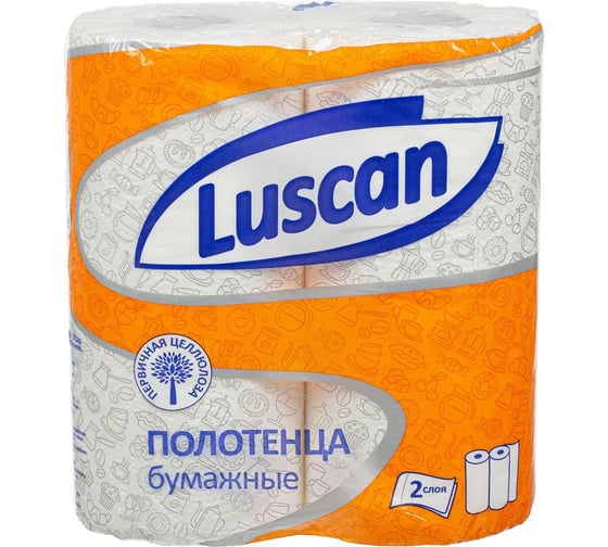 Бумажные полотенца Luscan 2 слоя, белые, 2 рулона по 17 метров 1130764