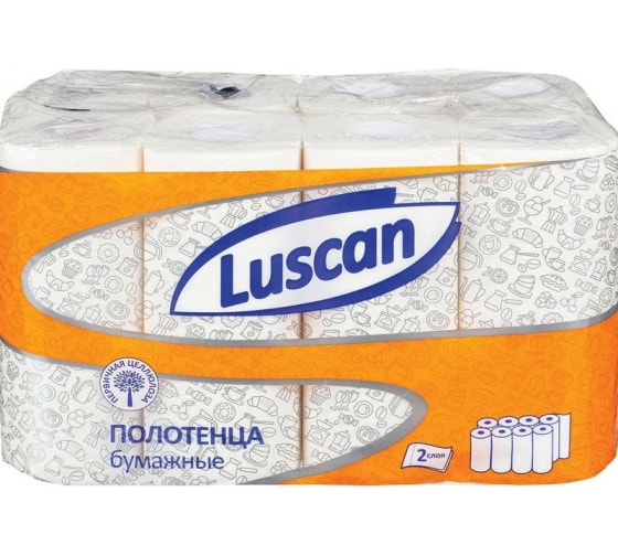 Бумажные полотенца Luscan 2 слоя, белые, 8 рулонов по 12 метров 1178130 1