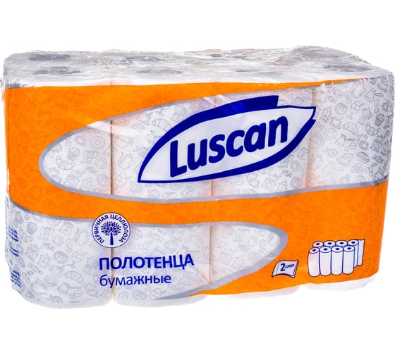 Бумажные полотенца Luscan 2 слоя, белые, 8 рулонов по 12 метров 1178130