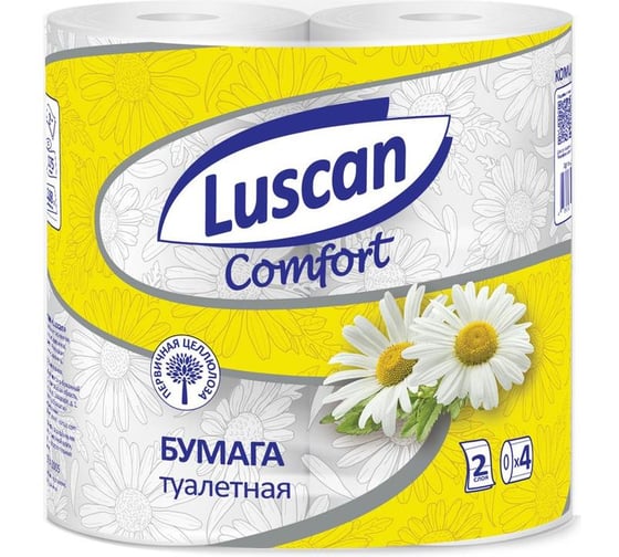 Туалетная бумага Luscan Comfort 2 слоя, белая, с ароматом ромашки, 4 рулона 1178131