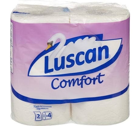 Туалетная бумага Luscan Comfort 2 слоя, белая, 4 рулона 317384