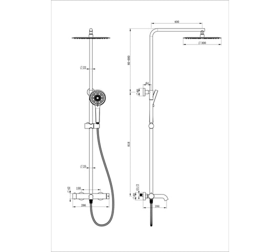 Душевая система Wonzon & Woghand Хром WW-88739017-CR