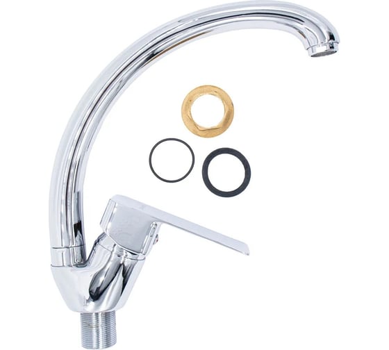 Смеситель для кухни Damento FLORA CU04.01, шаровый, хром, излив 380 мм, п/г 000241