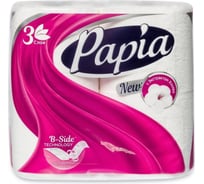 Туалетная бумага PAPIA HAYAT 3 слоя, 4 рулона, белая 1/14